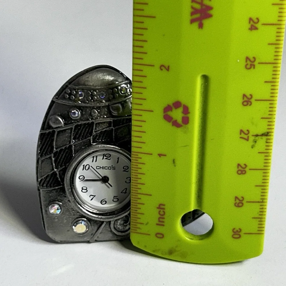 Vintage Chico's‎ Heart Shaped Mini Clock Valentine's Day Gift Pewter USA